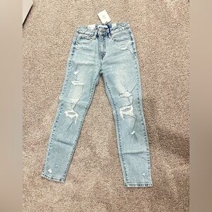 Eunina Light Blue Distressed Straight Leg Jeans